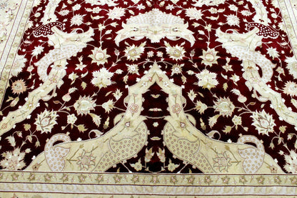 Hand-Knotted Pak-Ziegler Wool Rug – 8'7" x 11'7" – Traditional Design, Warm Earth Tones - Tampa Home & Garden Store