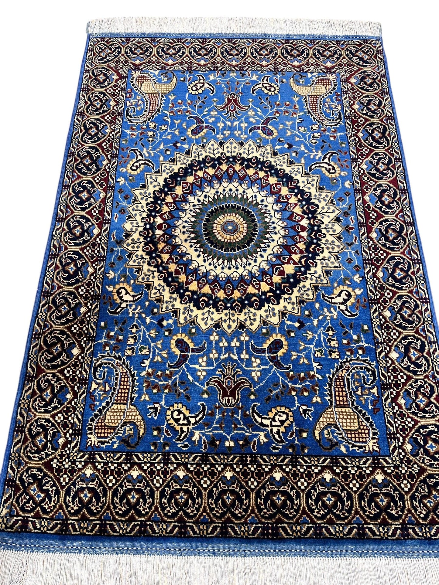 Hand-Knotted Parak Rug – Sky Blue, 40” x 60” | Afghan Wool Rug - Tampa Home & Garden Store