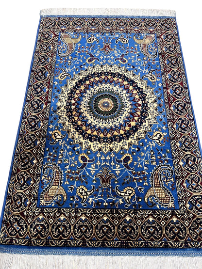 Hand-Knotted Parak Rug – Sky Blue, 40” x 60” | Afghan Wool Rug - Tampa Home & Garden Store