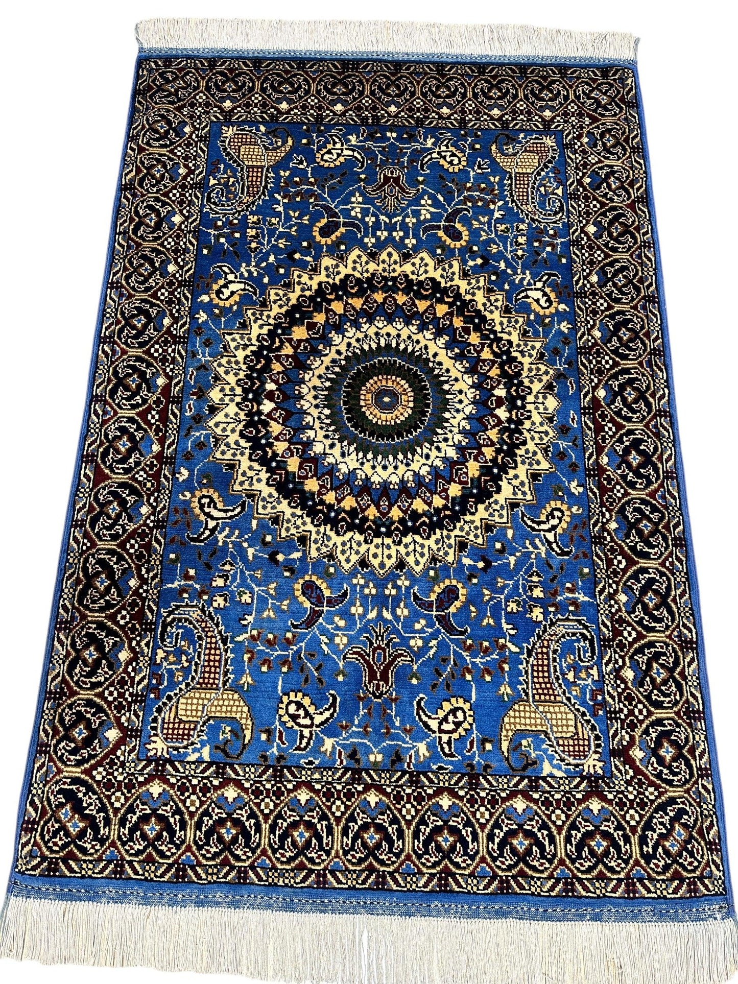 Hand-Knotted Parak Rug – Sky Blue, 40” x 60” | Afghan Wool Rug - Tampa Home & Garden Store