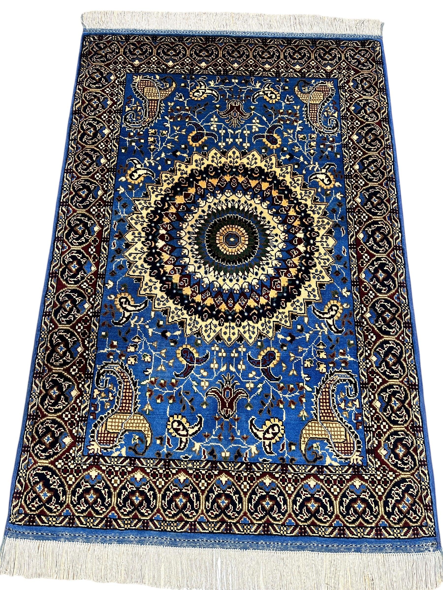 Hand-Knotted Parak Rug – Sky Blue, 40” x 60” | Afghan Wool Rug - Tampa Home & Garden Store