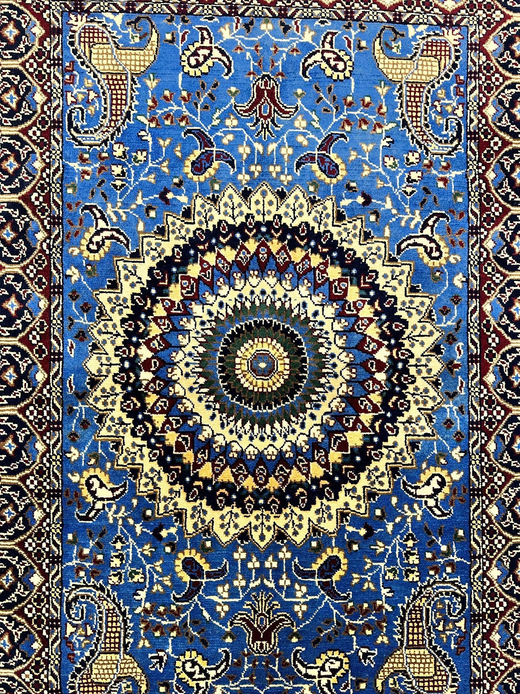 Hand-Knotted Parak Rug – Sky Blue, 40” x 60” | Afghan Wool Rug - Tampa Home & Garden Store