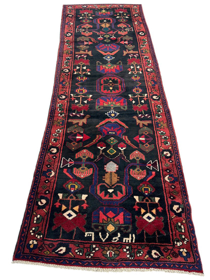 Hand-Knotted Persian Hamadan Runner - 3'6" x 10' | Tribal Wool Rug - Tampa Home & Garden Store