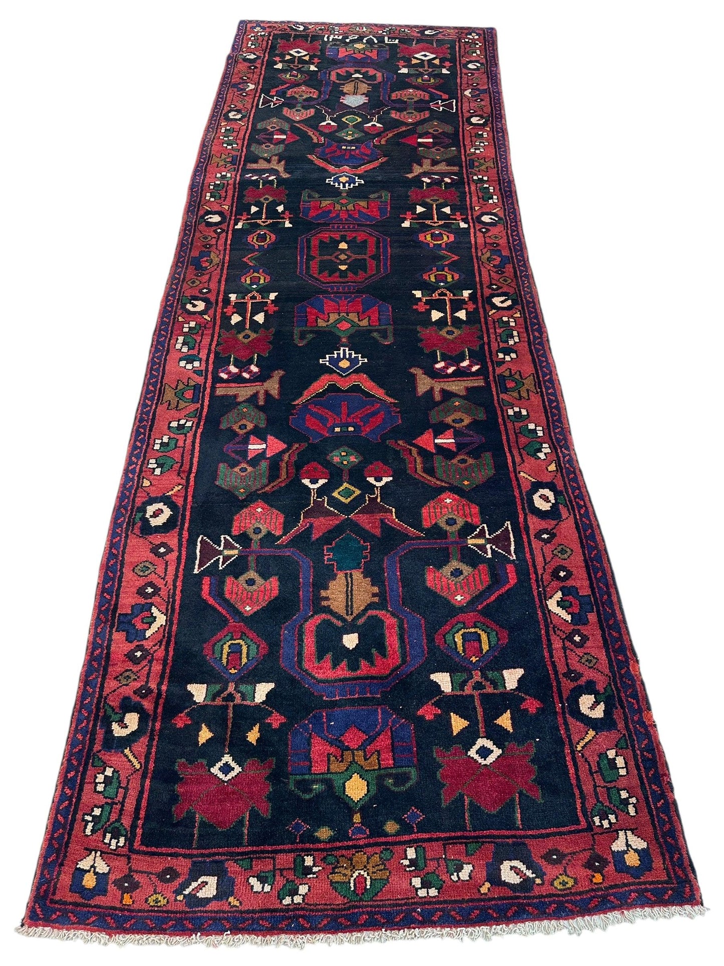Hand-Knotted Persian Hamadan Runner - 3'6" x 10' | Tribal Wool Rug - Tampa Home & Garden Store