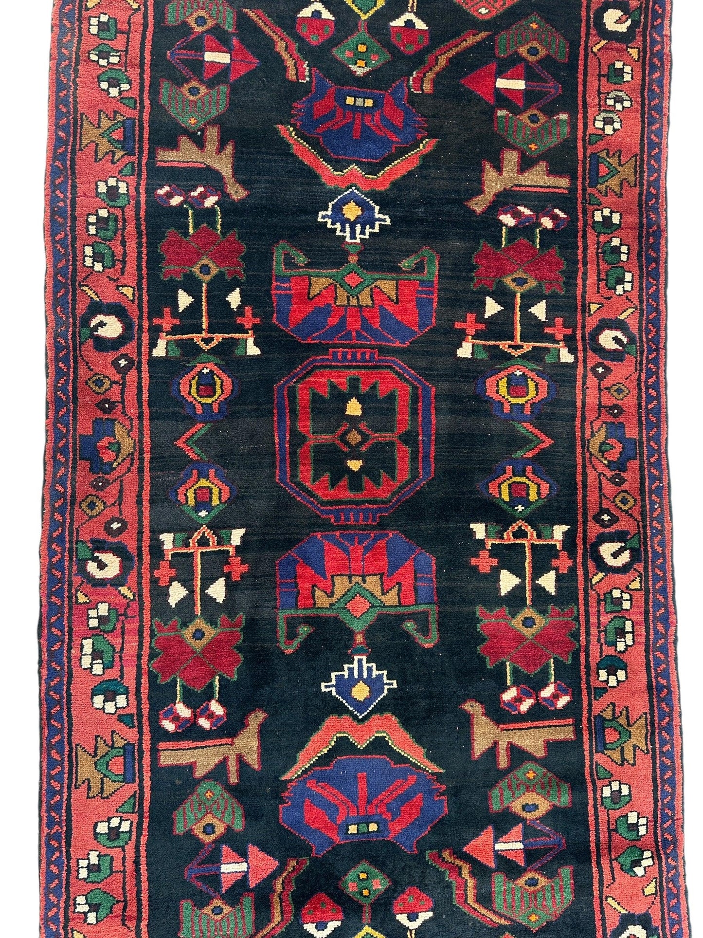 Hand-Knotted Persian Hamadan Runner - 3'6" x 10' | Tribal Wool Rug - Tampa Home & Garden Store