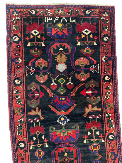 Hand-Knotted Persian Hamadan Runner - 3'6" x 10' | Tribal Wool Rug - Tampa Home & Garden Store