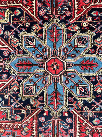 Hand-Knotted Persian Heriz Wool Rug – 9’ x 12’ – Geometric Medallion Design - Tampa Home & Garden Store