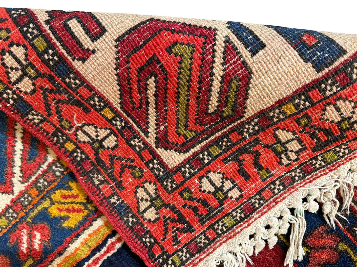 Hand-Knotted Persian Meshgin Wool Rug – 5’ x 11’ – Vintage Tribal Masterpiece - Tampa Home & Garden Store