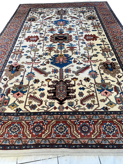 Hand-Knotted Vintage Afghani Serapi Wool Rug – 10'10" x 15'10" – Elegant Traditional Area Rug - Tampa Home & Garden Store