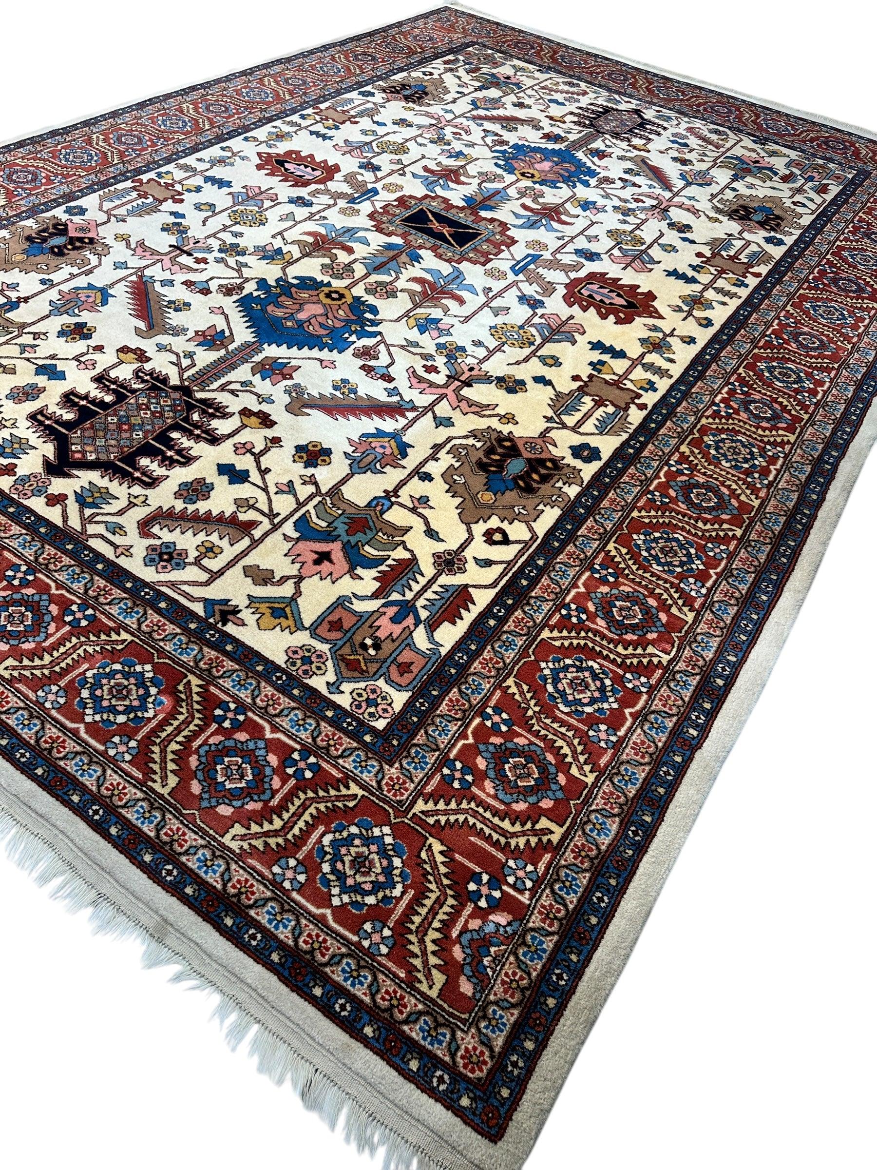 Hand-Knotted Vintage Afghani Serapi Wool Rug – 10'10" x 15'10" – Elegant Traditional Area Rug - Tampa Home & Garden Store