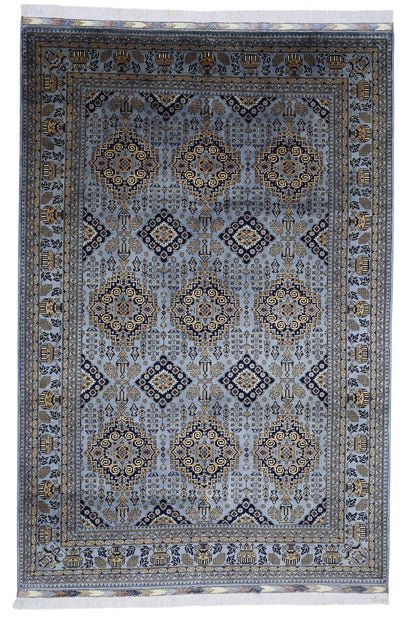 Hand-Knotted Zerkhaki Afghan Wool Area Rug – 6'11" x 10'3" | Elegant Grey-Toned Design - Tampa Home & Garden Store
