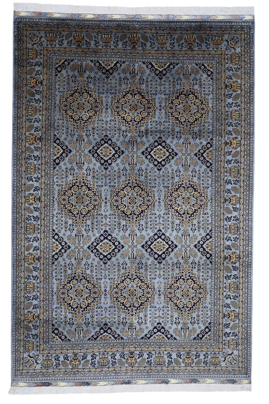 Hand-Knotted Zerkhaki Afghan Wool Area Rug – 6'11" x 10'3" | Elegant Grey-Toned Design - Tampa Home & Garden Store