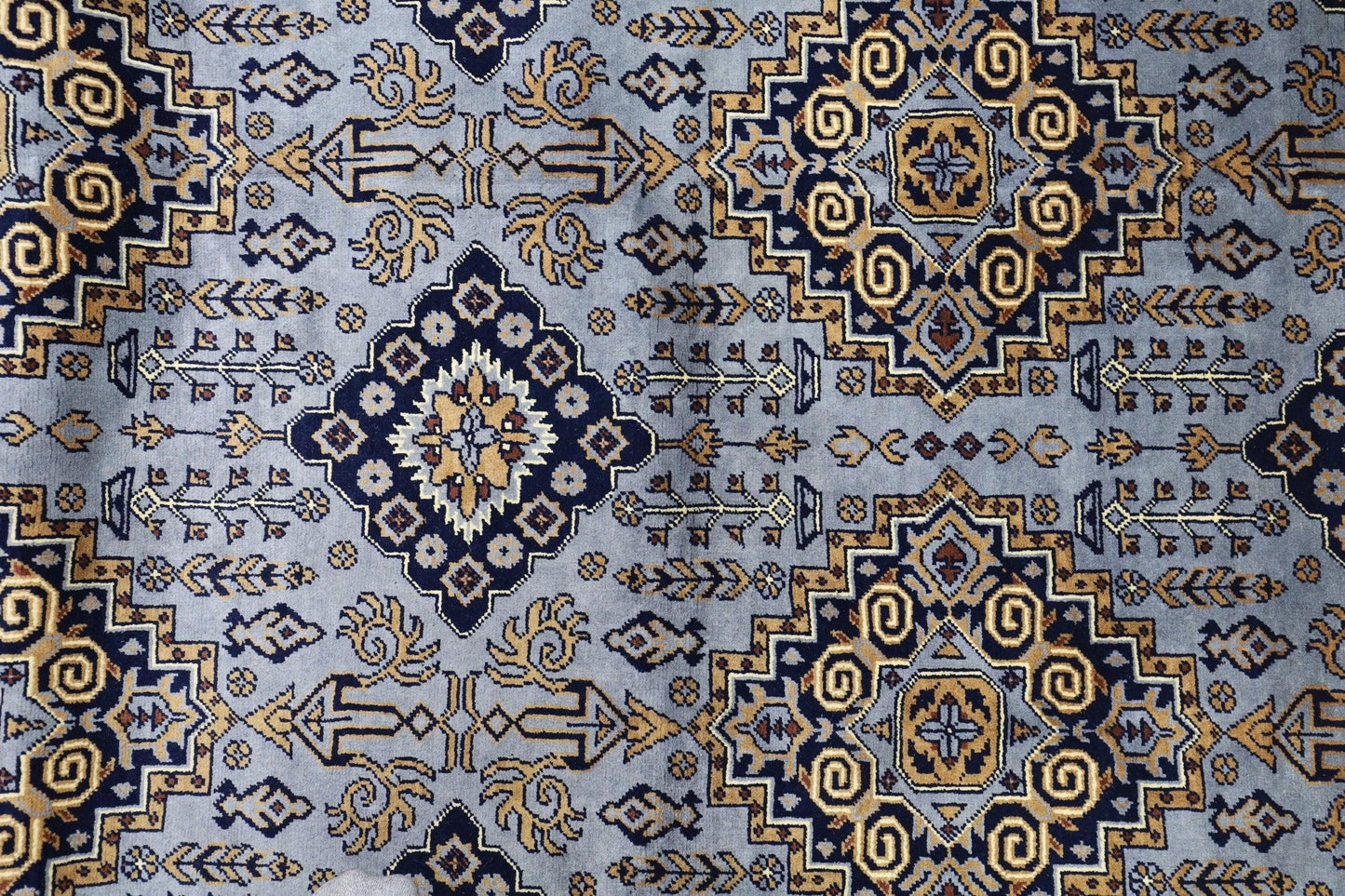 Hand-Knotted Zerkhaki Afghan Wool Area Rug – 6'11" x 10'3" | Elegant Grey-Toned Design - Tampa Home & Garden Store