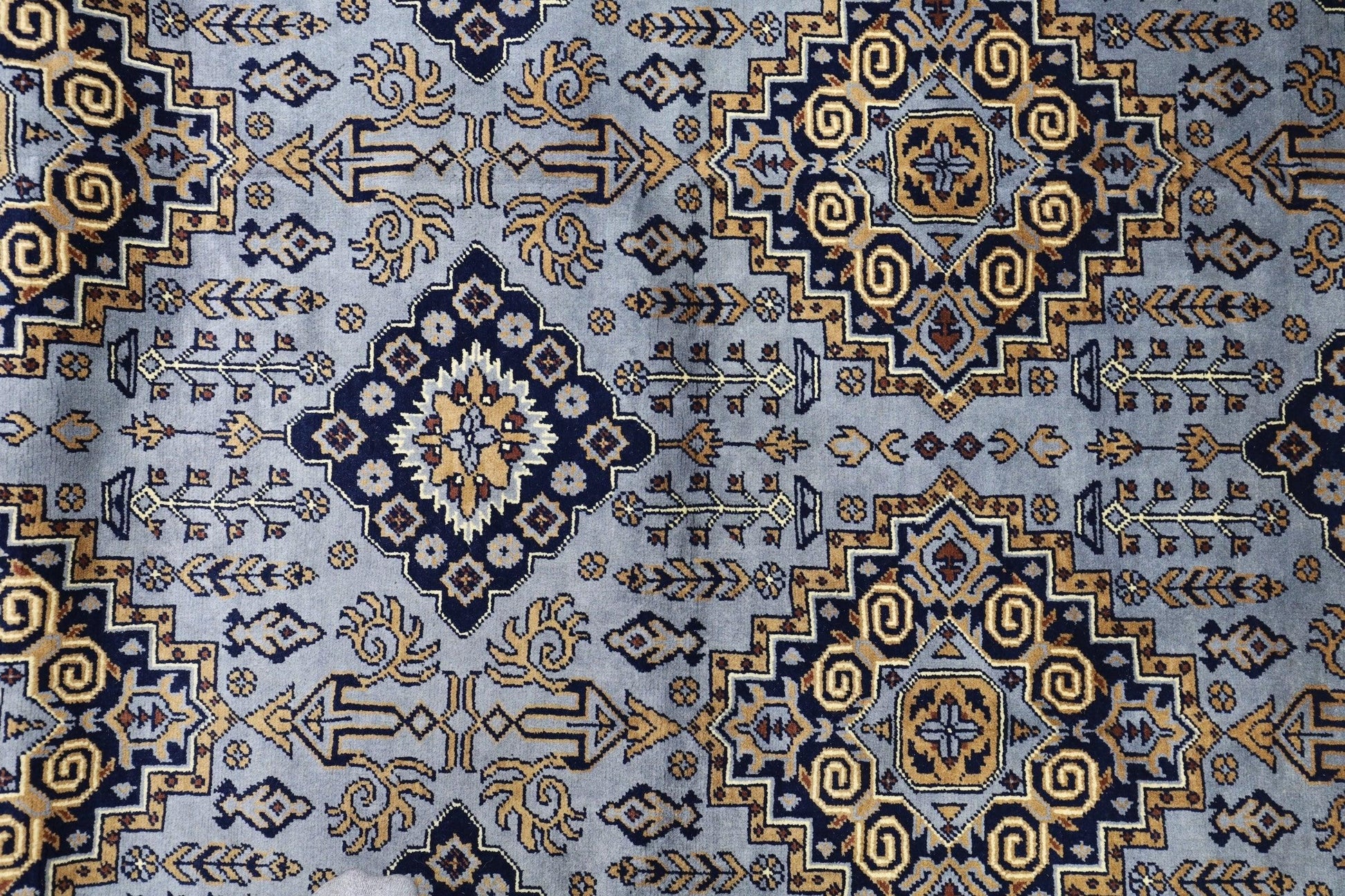 Hand-Knotted Zerkhaki Afghan Wool Area Rug – 6'11" x 10'3" | Elegant Grey-Toned Design - Tampa Home & Garden Store