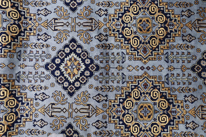 Hand-Knotted Zerkhaki Afghan Wool Area Rug – 6'11" x 10'3" | Elegant Grey-Toned Design - Tampa Home & Garden Store