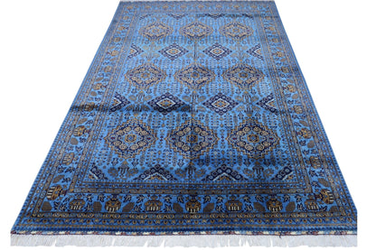 Hand-Knotted Zerkhaki Afghan Wool Area Rug – 6'6" x 10' | Elegant Blue Tones, Handmade Quality - Tampa Home & Garden Store