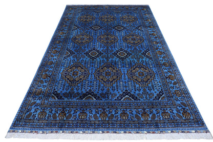 Hand-Knotted Zerkhaki Afghan Wool Area Rug – 6'6" x 10' | Elegant Blue Tones, Handmade Quality - Tampa Home & Garden Store