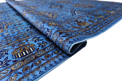 Hand-Knotted Zerkhaki Afghan Wool Area Rug – 6'6" x 10' | Elegant Blue Tones, Handmade Quality - Tampa Home & Garden Store