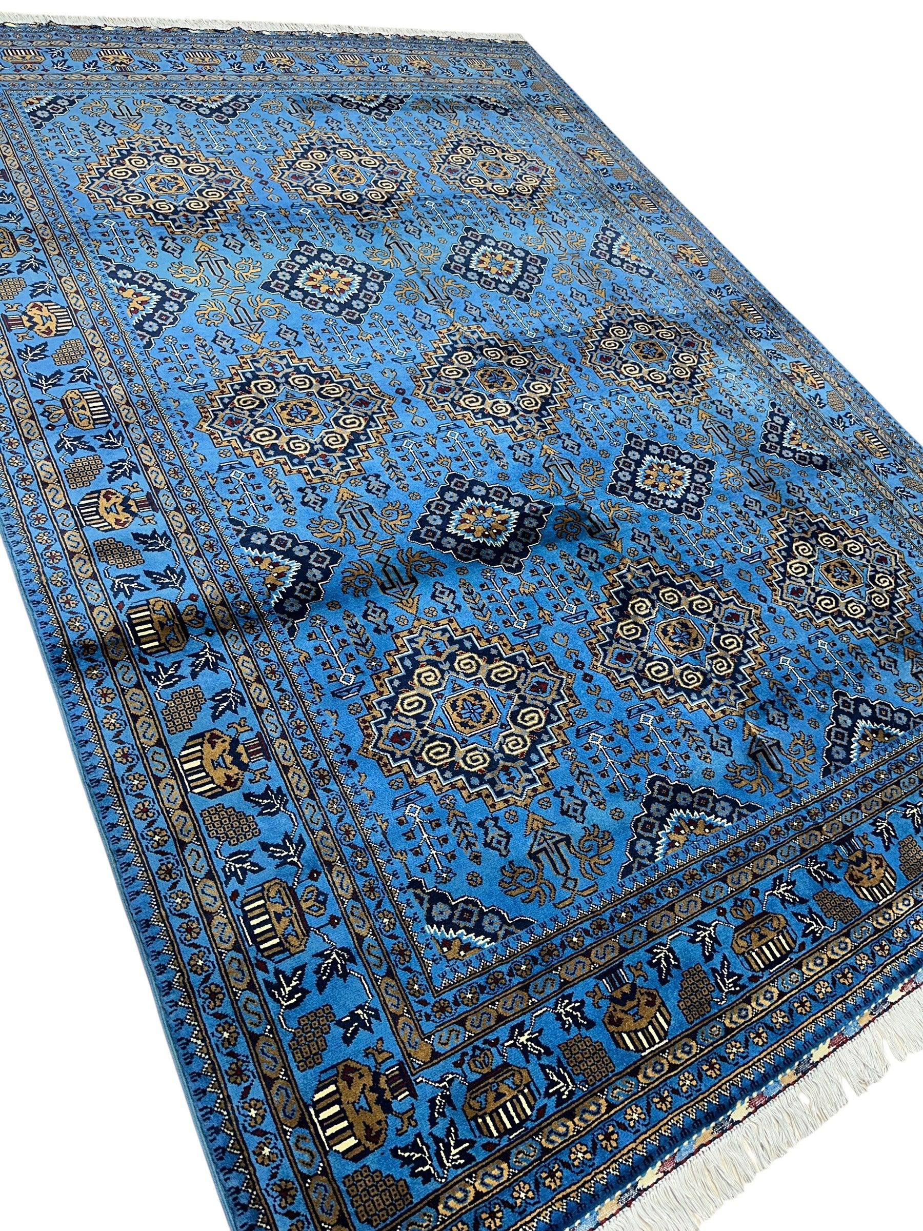 Hand-Knotted Zerkhaki Afghan Wool Area Rug – 6'6" x 10' | Elegant Blue Tones, Handmade Quality - Tampa Home & Garden Store