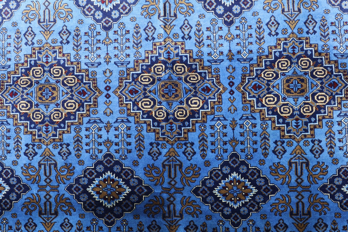 Hand-Knotted Zerkhaki Afghan Wool Area Rug – 6'6" x 10' | Elegant Blue Tones, Handmade Quality - Tampa Home & Garden Store