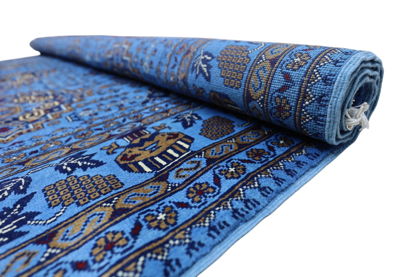 Hand-Knotted Zerkhaki Afghan Wool Area Rug – 6'6" x 10' | Elegant Blue Tones, Handmade Quality - Tampa Home & Garden Store