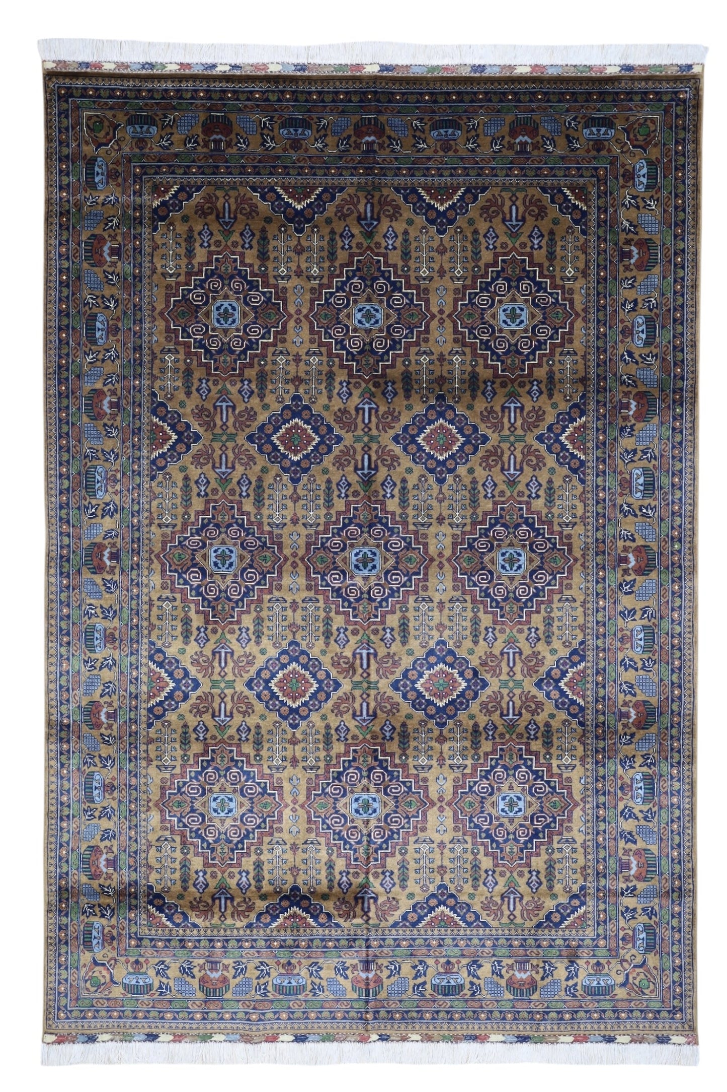 Hand-Knotted Zerkhaki Afghan Wool Area Rug – 6'7" x 9'7" | Rich Brown Tones, Durable Craftsmanship - Tampa Home & Garden Store