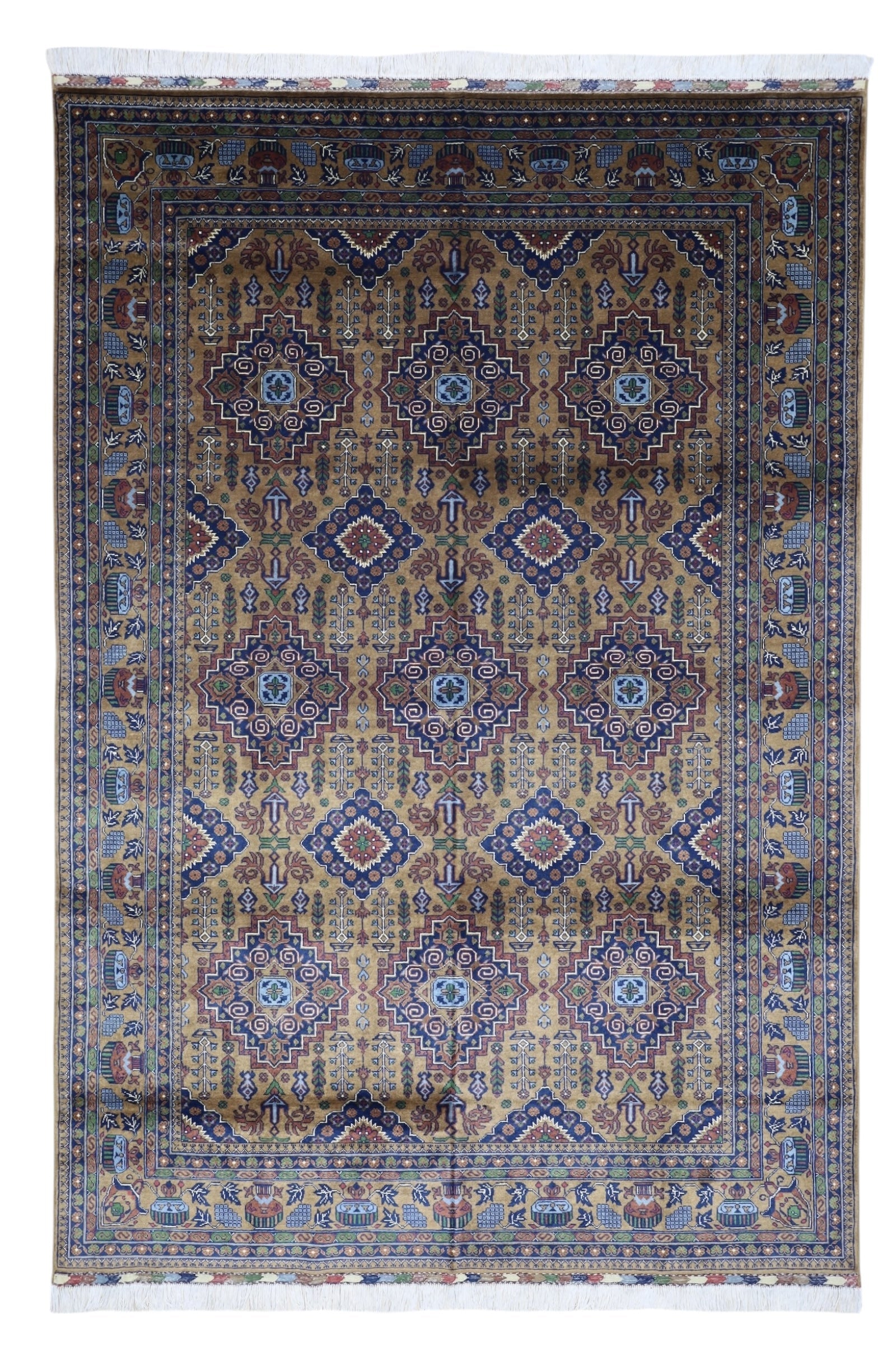 Hand-Knotted Zerkhaki Afghan Wool Area Rug – 6'7" x 9'7" | Rich Brown Tones, Durable Craftsmanship - Tampa Home & Garden Store