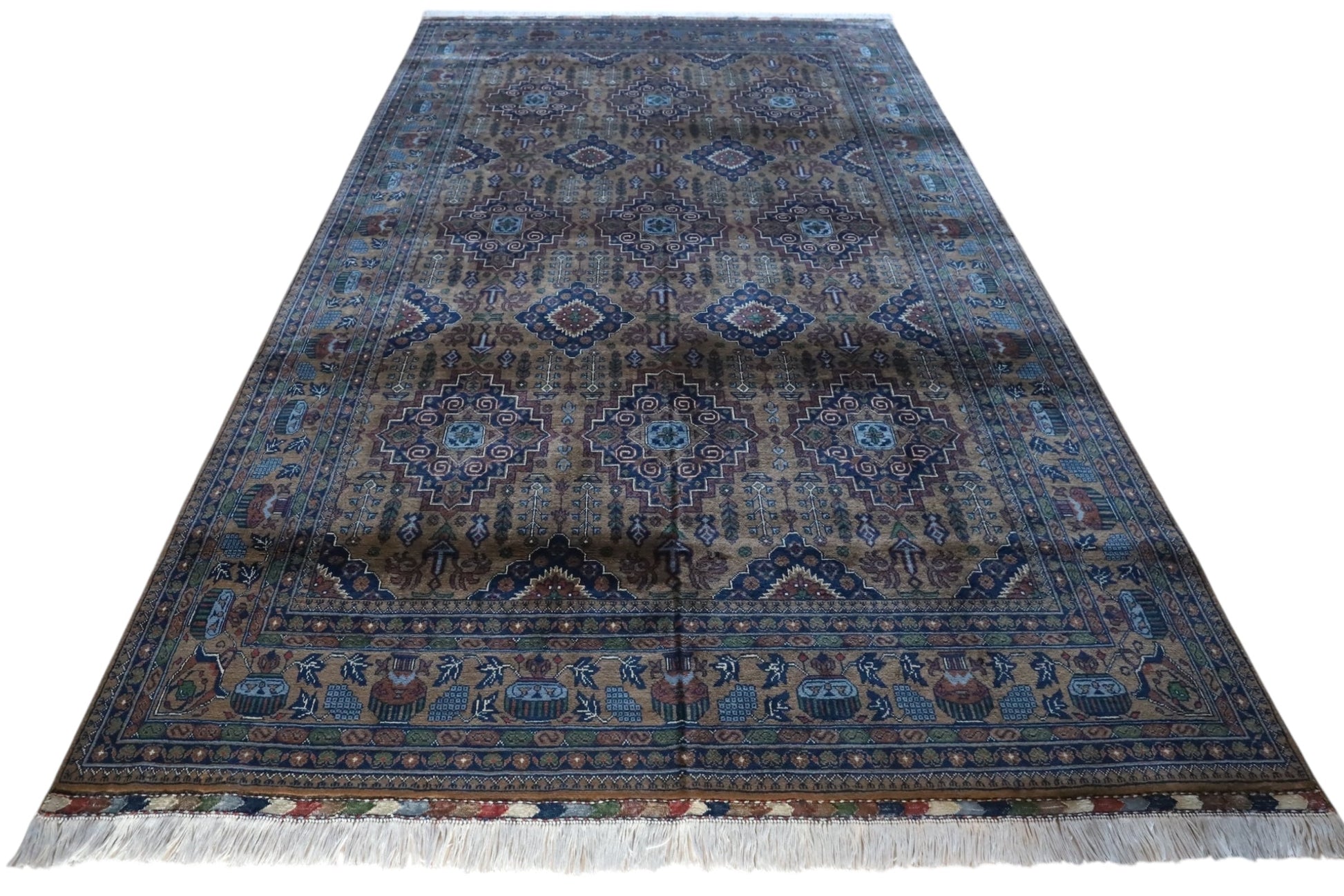 Hand-Knotted Zerkhaki Afghan Wool Area Rug – 6'7" x 9'7" | Rich Brown Tones, Durable Craftsmanship - Tampa Home & Garden Store