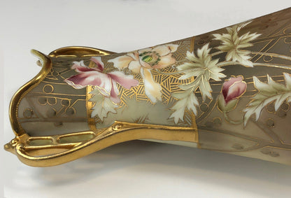 Hand Painted Art Nouveau Vase by Nippon. Antique Vase Made in Japan, Champagne Gold Pink Cream Colors. - Tampa Home & Garden Store