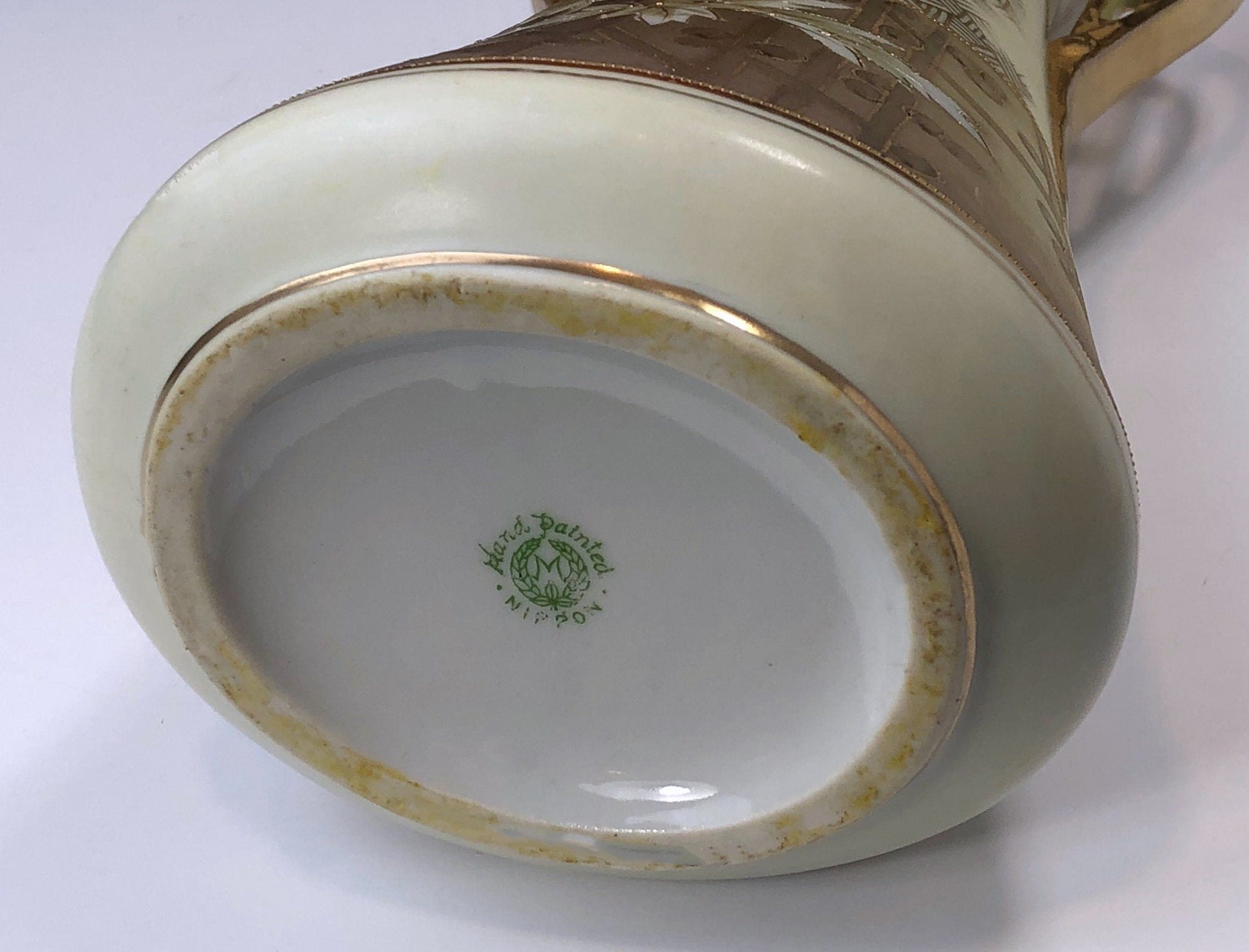 Hand Painted Art Nouveau Vase by Nippon. Antique Vase Made in Japan, Champagne Gold Pink Cream Colors. - Tampa Home & Garden Store