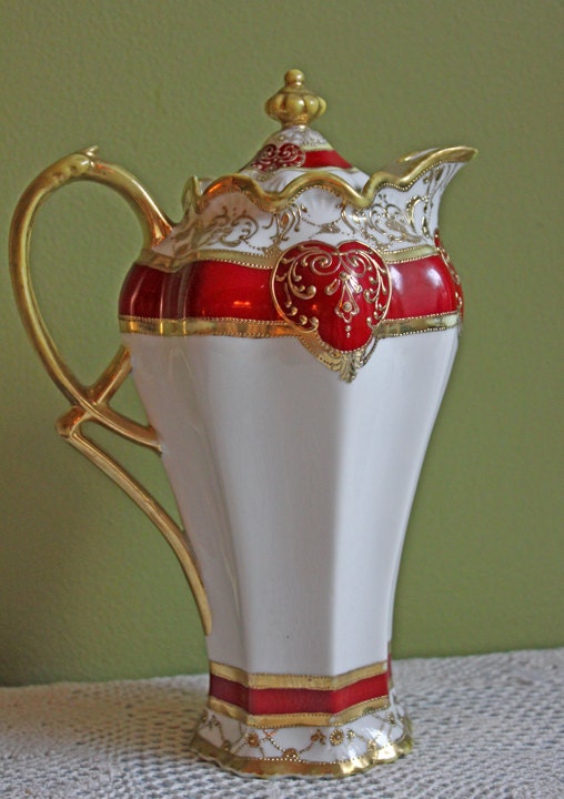 Hand Painted Art Nouveau Vase by Nippon. Antique Vase Made in Japan, Champagne Gold Pink Cream Colors. - Tampa Home & Garden Store