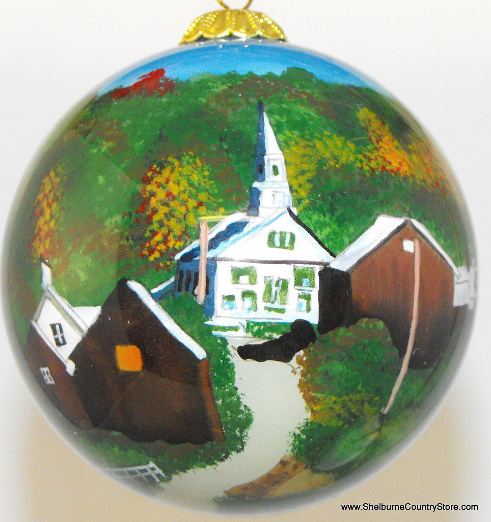 Hand Painted Glass Globe Ornament - Vermont Village - Tampa Home & Garden Store