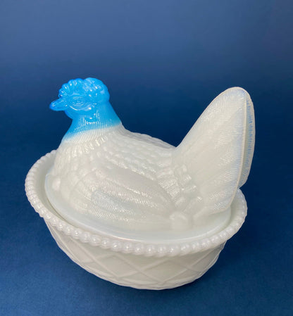 Hand Painted Large Hen in a Basket Covered Serving Bowl. Rare Ceramic Chicken Sitting on Eggs Butter Bowl with Lid. Dining Room Decor - Tampa Home & Garden Store