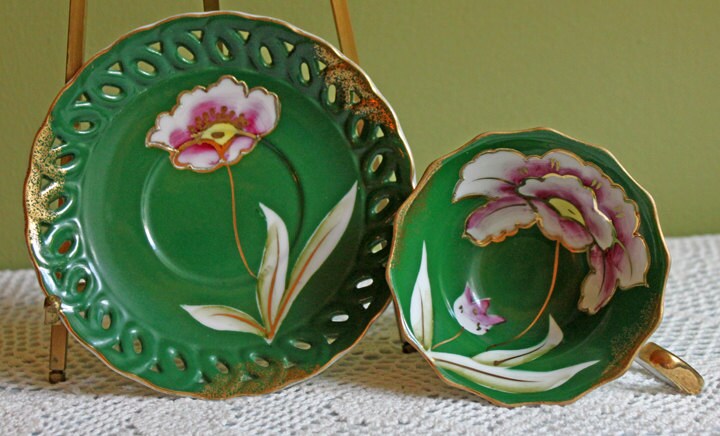Hand Painted Vintage Tea Cup and Saucer - Tampa Home & Garden Store