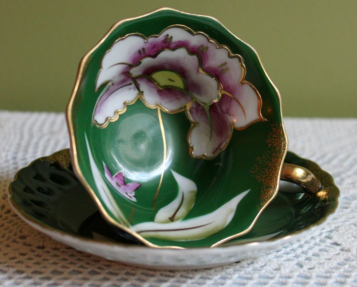 Hand Painted Vintage Tea Cup and Saucer - Tampa Home & Garden Store