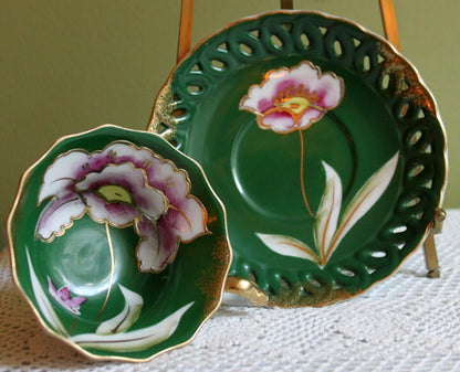 Hand Painted Vintage Tea Cup and Saucer - Tampa Home & Garden Store