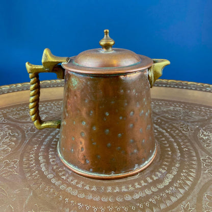 Hand Pounded Tin Copper Turkish Beverage Dispenser with Brass Spigot & Handles. Rustic Jug. - Tampa Home & Garden Store