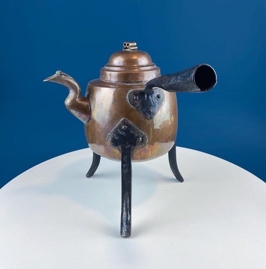 Hand Pounded Tin Copper Turkish Teapot or Coffee Pot. Rustic Home Decor. Perfect for Camping. Gift for Him, Dad, Camping Buddy. - Tampa Home & Garden Store