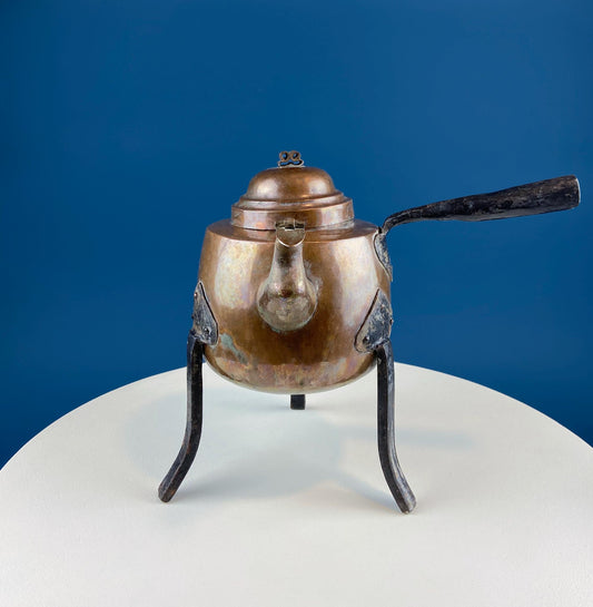 Hand Pounded Tin Copper Turkish Teapot or Coffee Pot. Rustic Home Decor. Perfect for Camping. Gift for Him, Dad, Camping Buddy. - Tampa Home & Garden Store