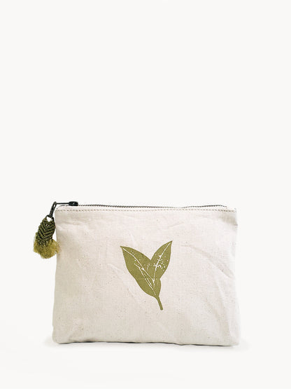 Hand Screen Printed Cotton Canvas Pouch - Nature - Tampa Home & Garden Store