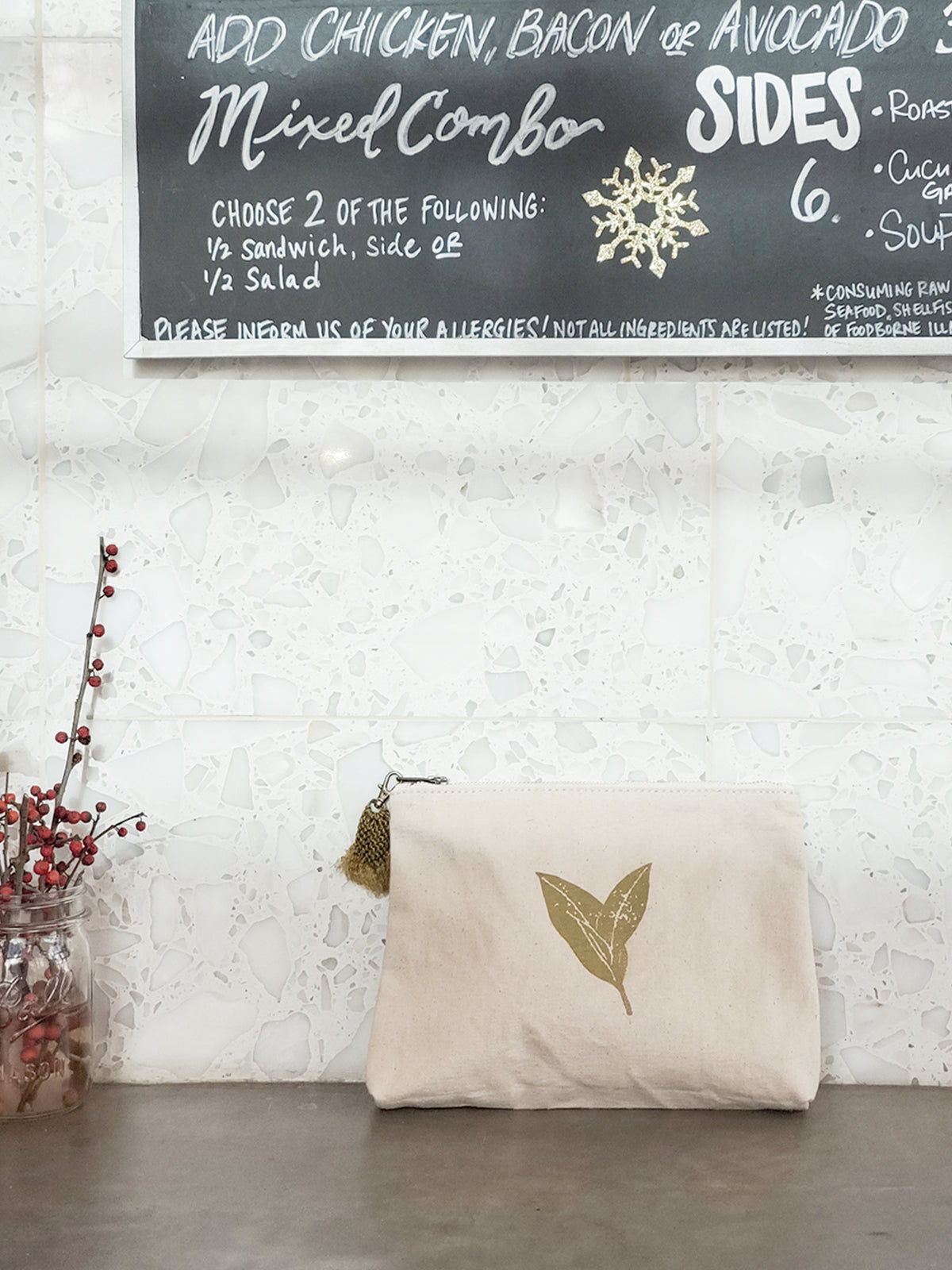Hand Screen Printed Cotton Canvas Pouch - Nature - Tampa Home & Garden Store