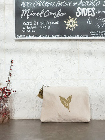 Hand Screen Printed Cotton Canvas Pouch - Nature - Tampa Home & Garden Store
