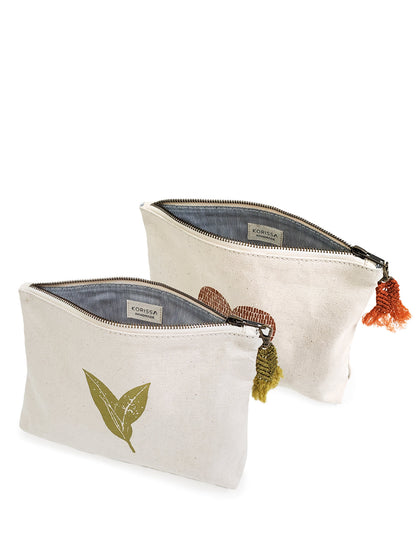 Hand Screen Printed Cotton Canvas Pouch - Nature - Tampa Home & Garden Store