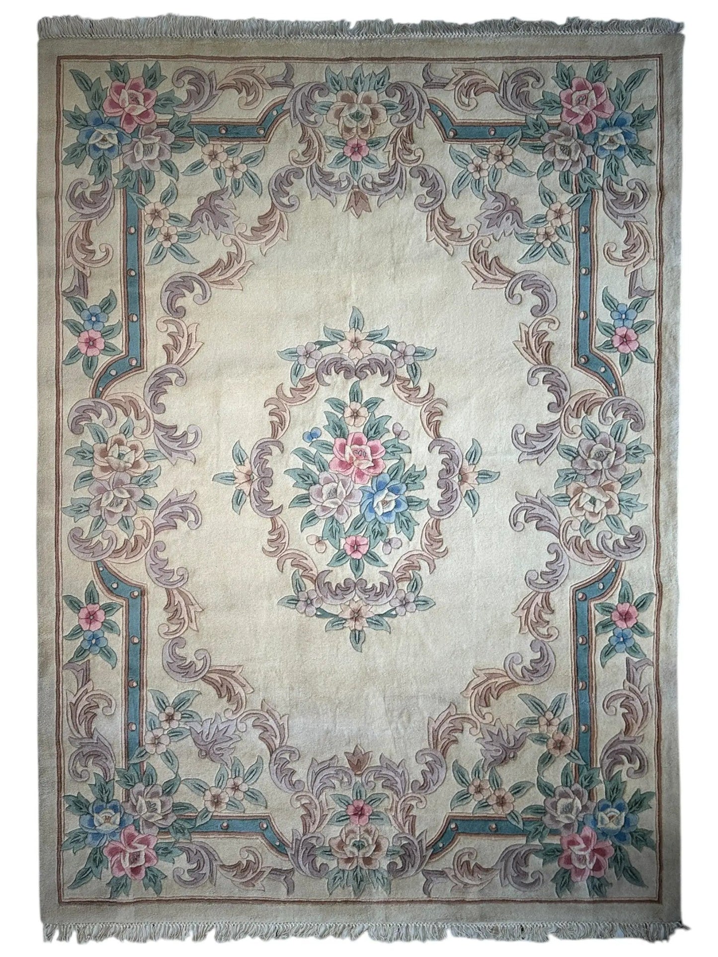 Hand-Tufted Chinese Aubusson Wool Rug – 7'10" x 11' – Luxurious Traditional Design - Tampa Home & Garden Store