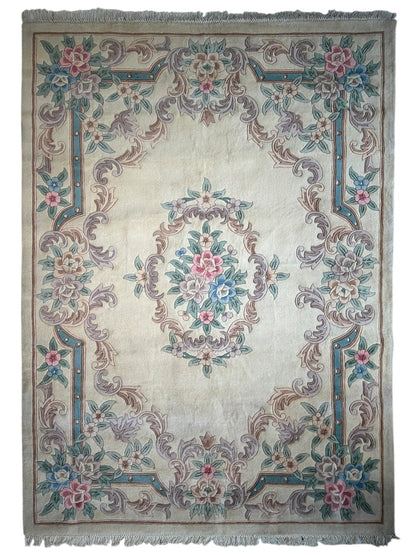 Hand-Tufted Chinese Aubusson Wool Rug – 7'10" x 11' – Luxurious Traditional Design - Tampa Home & Garden Store
