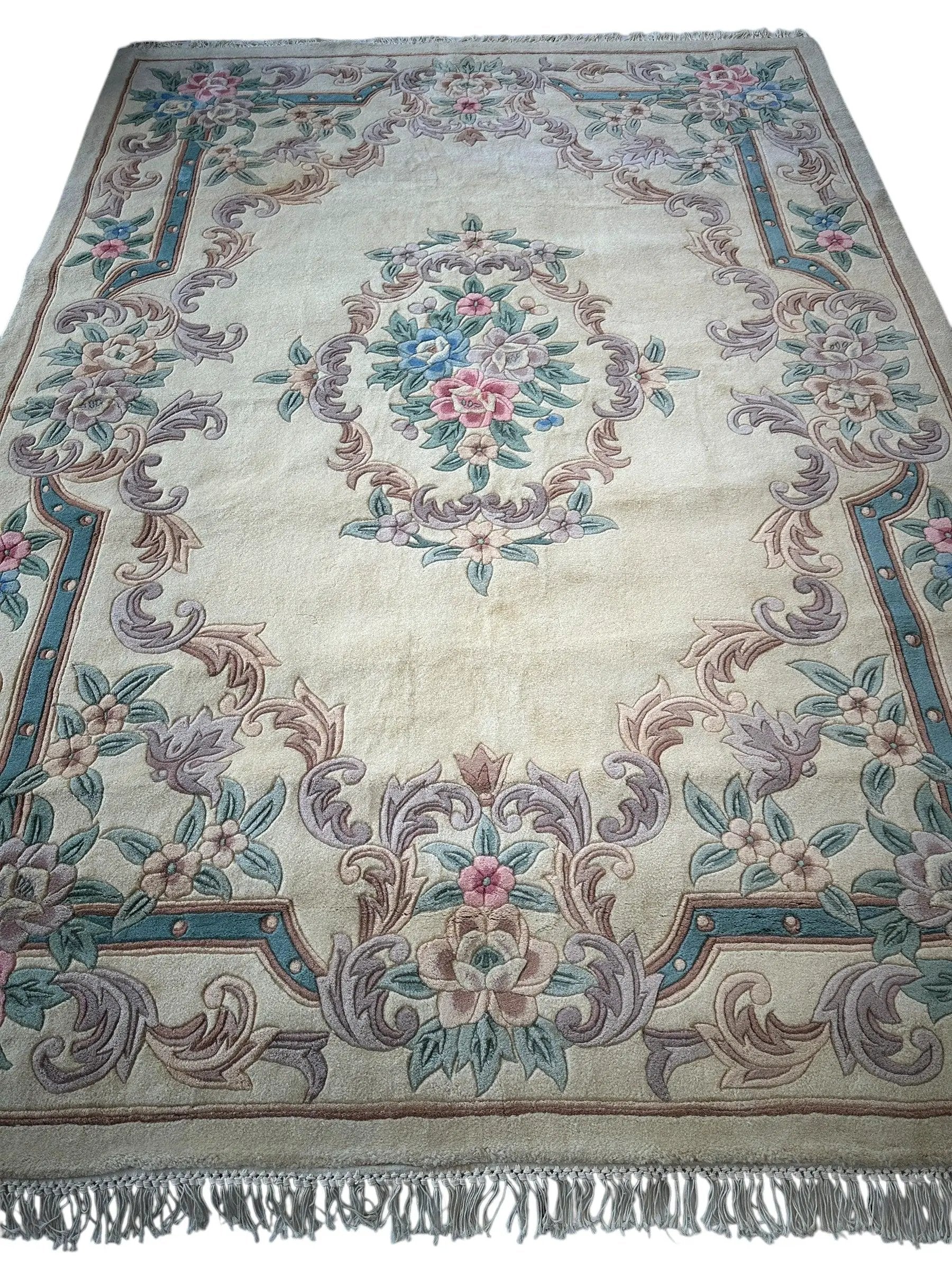 Hand-Tufted Chinese Aubusson Wool Rug – 7'10" x 11' – Luxurious Traditional Design - Tampa Home & Garden Store