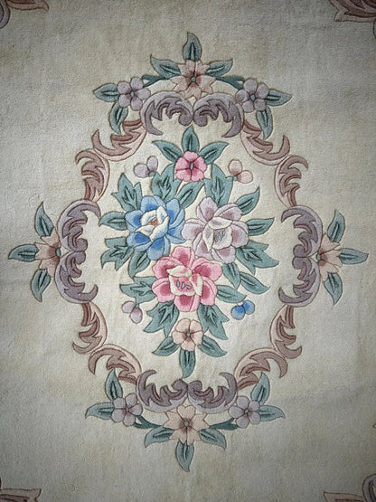 Hand-Tufted Chinese Aubusson Wool Rug – 7'10" x 11' – Luxurious Traditional Design - Tampa Home & Garden Store