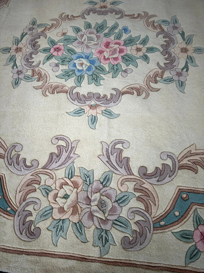 Hand-Tufted Chinese Aubusson Wool Rug – 7'10" x 11' – Luxurious Traditional Design - Tampa Home & Garden Store