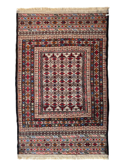 Hand-Woven Afghani Maliki Soumak Wool Kilim Rug - 4'2" x 6'6" - Tampa Home & Garden Store