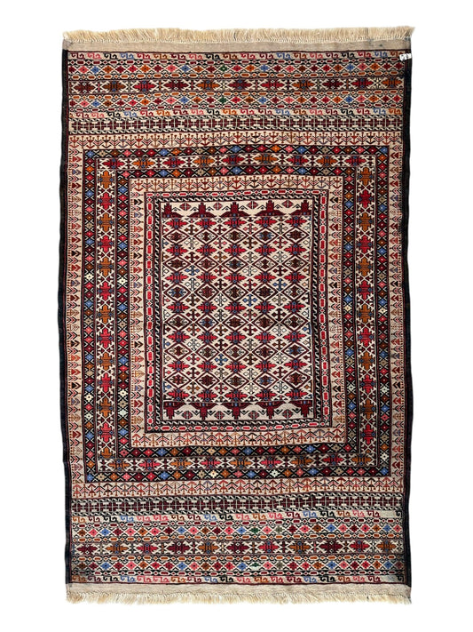 Hand-Woven Afghani Maliki Soumak Wool Kilim Rug - 4'2" x 6'6" - Tampa Home & Garden Store